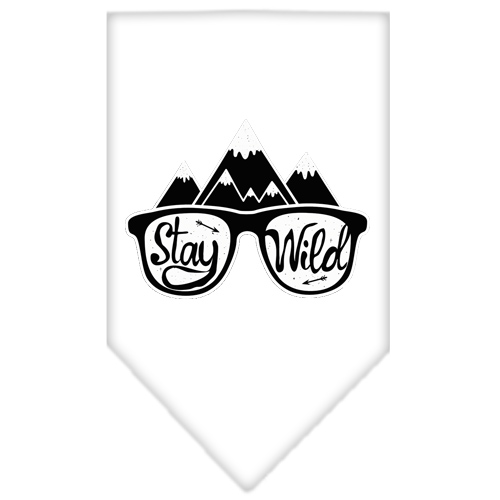 Stay Wild Screen Print Bandana White Small